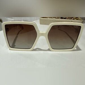 Quay Australia Almost Ready Oversized Sunglasses Ivory Brown Polarized. NWT